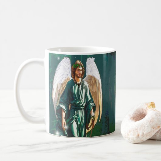 Archangel Saint Raphael Full Image Healing Angel Koffiemok (Met donut)