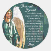 Archangel Saint Raphael Healing Angel Prayer Ronde Sticker (Voorkant)