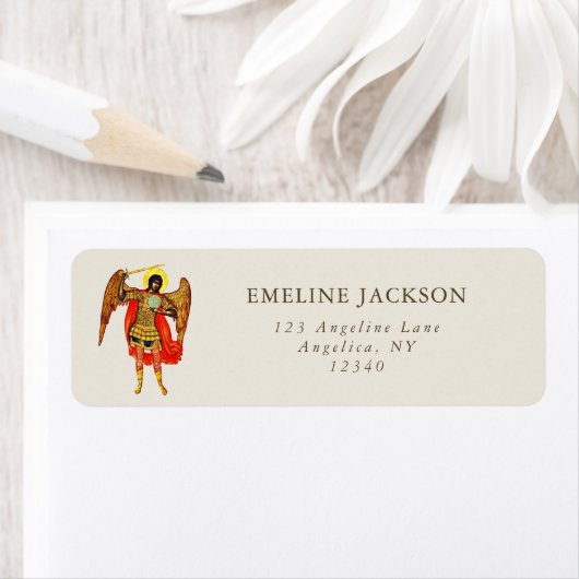 Archangel St Michael Fine Art Guardian Angel Etiket (Insitu)