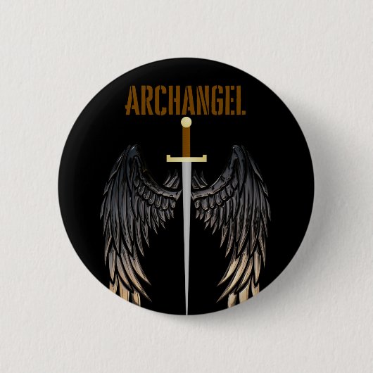 ARCHANGEL SWORD RONDE BUTTON 5,7 CM (Voorkant)