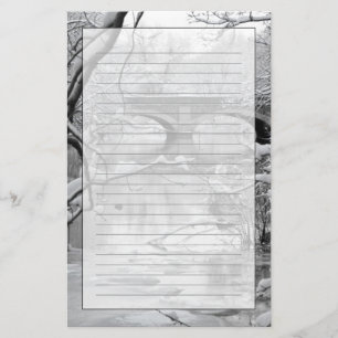 Archbrug over de Bevroren rivier in de winter Briefpapier