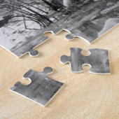 Archbrug over de Bevroren rivier in de winter Legpuzzel (Zijkant)