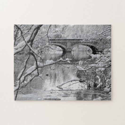 Archbrug over de Bevroren rivier in de winter Legpuzzel (Horizontaal)