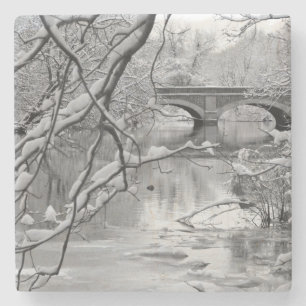Archbrug over de Bevroren rivier in de winter Stenen Onderzetter