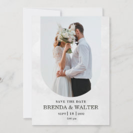 Arched Boho Modern Minimalist Photo Wedding  Kaart