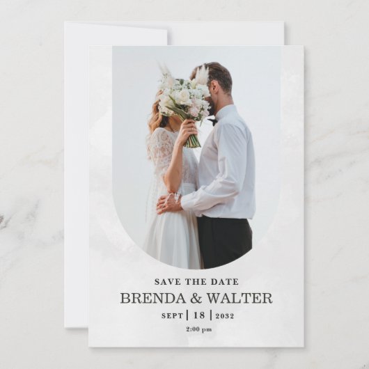 Arched Boho Modern Minimalist Photo Wedding  Kaart (Voorkant)