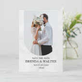 Arched Boho Modern Minimalist Photo Wedding  Kaart (Staand voorkant)