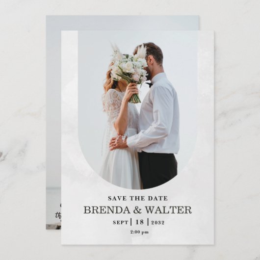 Arched Boho Modern Minimalist Photo Wedding  Kaart (Voorkant / Achterkant)