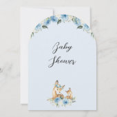 Arched Boys Blue Floral Oh Deer Baby shower Kaart (Achterkant)