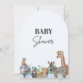Arched Boys Blue Floral Safari Baby shower Kaart (Achterkant)