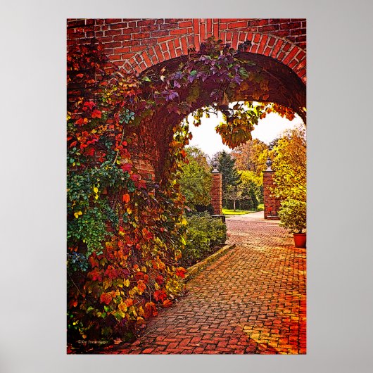 ARCHED BRICK ENTRYWAY, HERFST FOLIAGE, GARDEN BEYO POSTER (Voorkant)