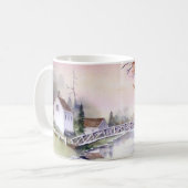 Arched Bridge New England Waterverf Painting Koffiemok (Voorkant links)