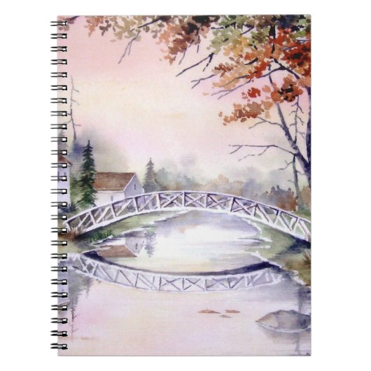 Arched Bridge Watercolor Painting Notitieboek (Voorkant)