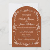 Arched Burnt Orange Floral Boho Terracotta Wedding Kaart (Voorkant)