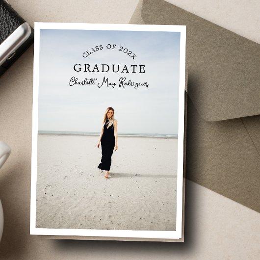 Arched Class Graduate Photo Invitation Kaart