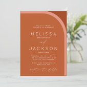 Arched Desert Terra Cotta Modern Wedding Kaart (Staand voorkant)