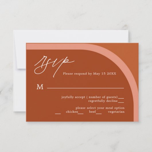 Arched Desert Terra Cotta Modern Wedding RSVP Kaar (Voorkant)