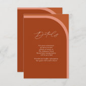 Arched Desert Terra Cotta Moderne bruiloft Details Informatiekaartje (Voorkant / Achterkant)