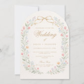 Arched Floral Wedding Monogram, Romantic Garden Kaart (Voorkant)
