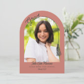 Arched Grad Announcement Invitation with Photo Kaart (Staand voorkant)