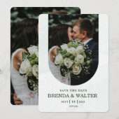 Arched Greenery White Rose Photo Wedding  Kaart (Voorkant / Achterkant)