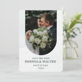 Arched Greenery White Rose Photo Wedding  Kaart