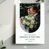 Arched Greenery White Rose Photo Wedding  Kaart