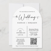 Arched Modern Minimal Script Wedding QR Code Foto Kaart (Voorkant)