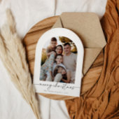 Arched Modern Script Foto Familie Kerstmis Kaart