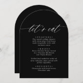 Arched Modern Zwart-wit Let's Eat Menu Kaart (Voorkant / Achterkant)