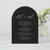 Arched Modern Zwart-wit Let's Eat Menu Kaart (Staand voorkant)