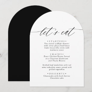 Arched Modern Zwart-wit Let's Eat Menu Kaart