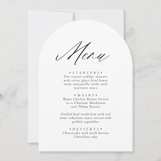 Arched Modern Zwart-wit minimalistische Menu Kaart (Voorkant)