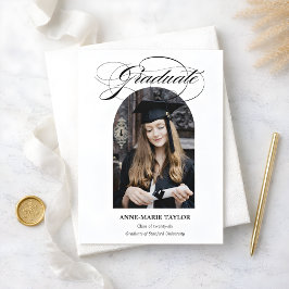 Arched Photo and Script Graduate Announcement Kaart