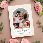 Arched Photo Cream Wedding Bedankkaart