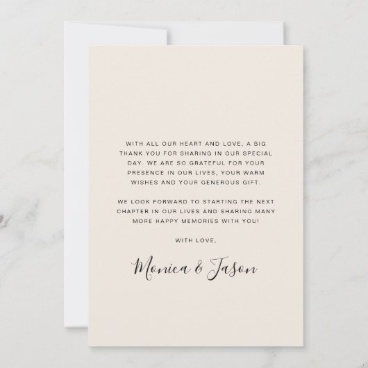 Arched Photo Cream Wedding Bedankkaart (Achterkant)