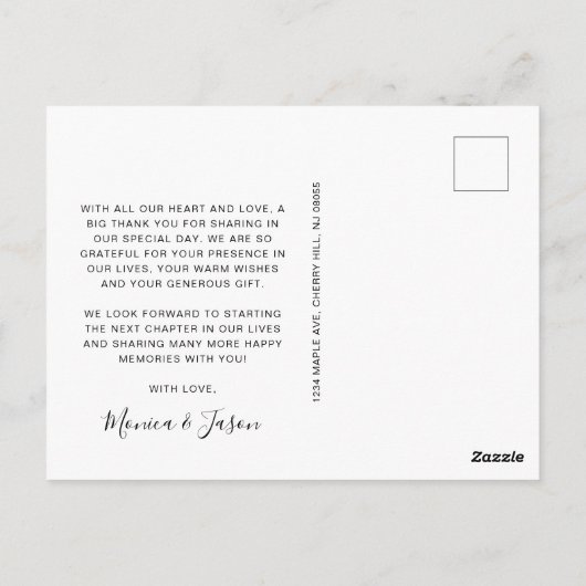 Arched Photo Cream Wedding Hartelijk dank Briefkaart (Achterkant)