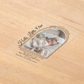 Arched Photo Elegant Script Birth Announcement Acryl Uitnodigingen (Laagn)