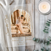 Arched Photo Elegant Script Save the Date Acryl Uitnodigingen