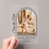 Arched Photo Elegant Script Save the Date Acryl Uitnodigingen (Insitu (Draagbaar))