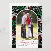 Arched Photo Greenery Black Prettige feestdagen Ca Feestdagenkaart (Voorkant / Achterkant)
