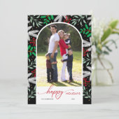Arched Photo Greenery Black Prettige feestdagen Ca Feestdagenkaart (Staand voorkant)
