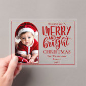 Arched Photo Merry and Bright Holly Acryl Uitnodigingen (Insitu (Draagbaar))