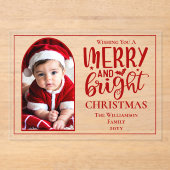 Arched Photo Merry and Bright Holly Acryl Uitnodigingen (Voorkant)