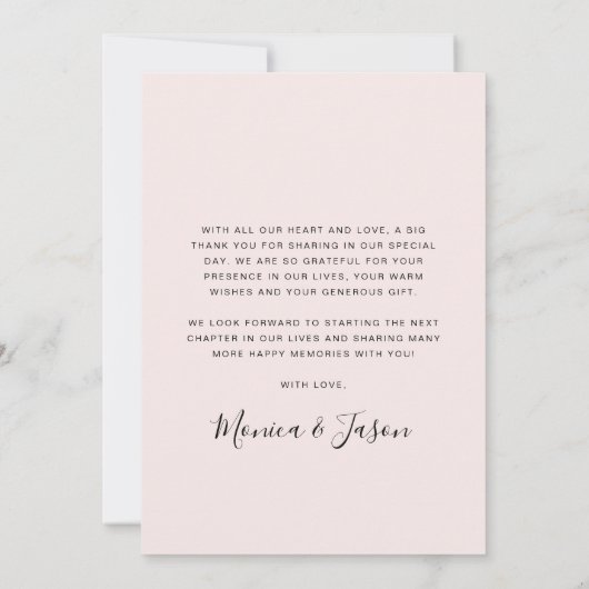 Arched Photo Pink Wedding Hartelijk dank Bedankkaart (Achterkant)