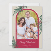 Arched Photo Winter Greenery Merry Kerstmis Feestdagenkaart (Voorkant)