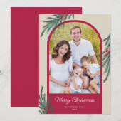 Arched Photo Winter Greenery Merry Kerstmis Feestdagenkaart (Voorkant / Achterkant)