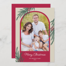 Arched Photo Winter Greenery Merry Kerstmis