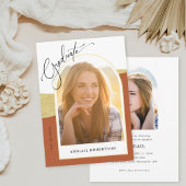 Arched Photos Terracotta & Gold Graduation Party Kaart