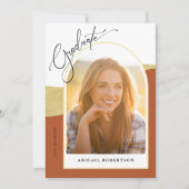 Arched Photos Terracotta & Gold Graduation Party Kaart (Voorkant)